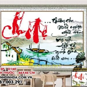 Tranh đính đá cha mẹ D160 Kích thước 66cm x 45cm
