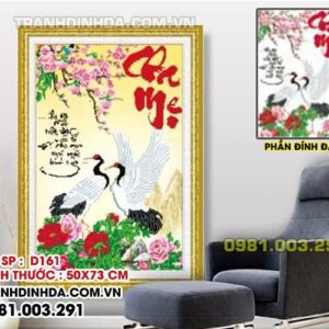 Tranh đính đá cha mẹ D161 Kích thước 50cm x 73cm
