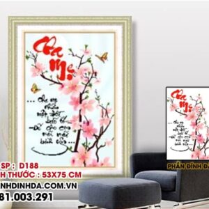 Tranh đính đá cha mẹ D188 Kích thước 53cm x 75cm