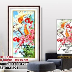 Tranh đính đá cha mẹ D189 Kích thước 39cm x 75cm