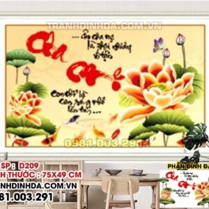 Tranh đính đá cha mẹ D209 Kích thước 75cm x 49cm