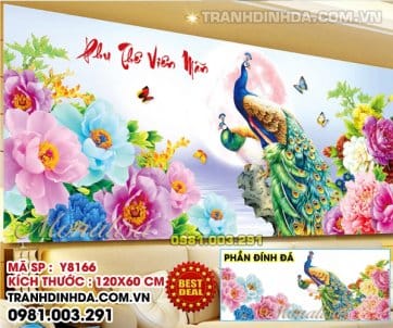 Tranh đính đá Phu Thê viên Mãn Y8166 120x60cm