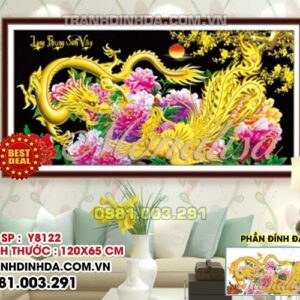 Tranh đính đá Long Phụng Sum Vầy Y8122 KT 120x65cm