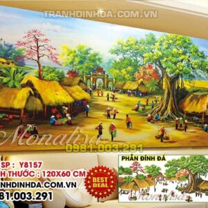 Tranh đính đá cao cấp Phong Cảnh Việt Nam Chợ Quê Y8157 120x60cm