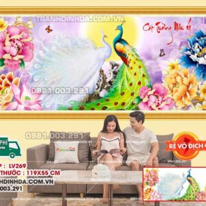 Tranh đính đá cao cấp Cát tường như ý LV269 Kích thước 119cm x 55cm