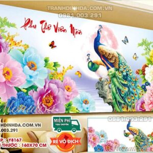 Tranh đính đá Phu thê viên mãn Y8167 kích thước 160x70cm