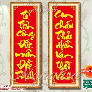 Tranh đính đá Câu đối ngày tết y8101 kích thước 68x98cm