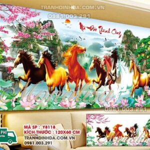 Tranh đính đá Mã đáo thành công y8118 kích thước 120x60cm