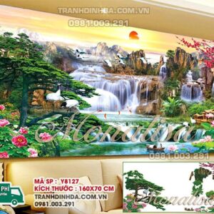 Tranh đính đá Lưu Thủy Sinh Tài y8127 kích thước 160x70cm