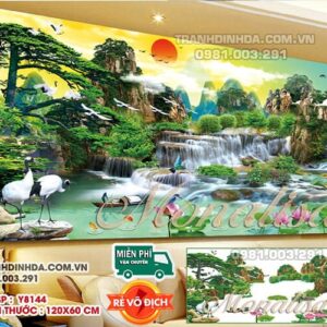 Tranh đính đá Sơn Thủy Hữu Tình Y8144 kích thước 120x60cm