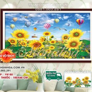 Tranh đính đá Hoa hướng dương Y8150 kích thước 100x60cm
