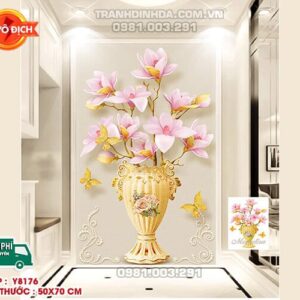 Tranh đính đá Bình hoa Y8176 kích thước 50x70cm
