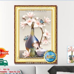 Tranh đính đá Bình hoa Y8178 kích thước 50x70cm