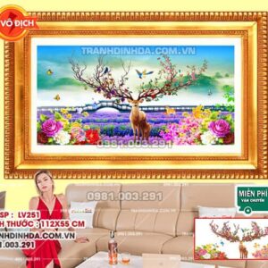 Tranh đính đá Tài Lộc Lâm Môn LV251 kích thước 112x55cm