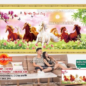 Tranh đính đá Mã Đáo Thành Công LV252 kích thước 108x55cm