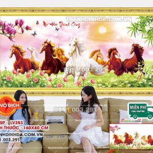 Tranh đính đá Mã Đáo Thành Công LV253 kích thước 160x80cm