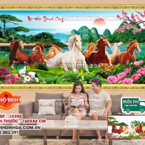 Tranh đính đá Mã Đáo Thành Công LV255 kích thước 160x84cm