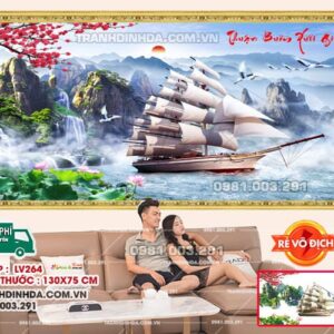Tranh đính đá Thuận Buồm Xuôi Gió LV264 kích thước 130x75cm
