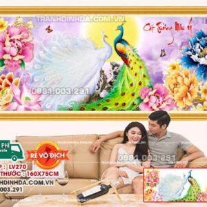 Tranh đính đá Cát Tường Như ý LV270 kích thước 160x75cm