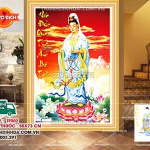 Tranh đính đá ABC Quan Thế Âm DF002 kích thước 50x73cm