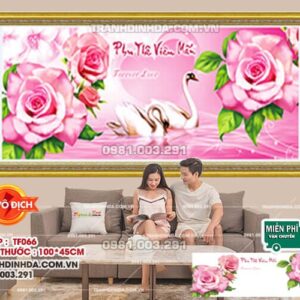 Tranh đính đá Phu Thê Viên Mãn TF066 kích thước 100cm x45cm