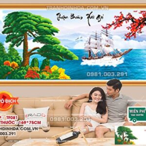 Tranh đính đá Thuận Buồm Xuôi Gió TF081 kích thước 169cm x75cm