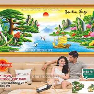 Tranh đính đá Thuận Buồm Xuôi Gió TF082 kích thước 200cm x85cm
