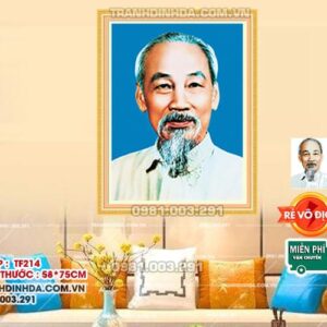 Tranh đính đá chân dung Bác Hồ DF214 kích thước 58cm x 75cm