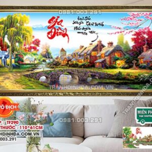 Tranh đính đá Gia Đình DF290 kích thước 110cm x 61cm