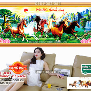 Tranh đính đá Mã Đáo Thành Công DF297 kích thước 110cm x 48cm