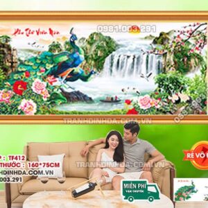tranh đính đá Phu Thê Viên Mãn DF412 kích thước 160cm x 75cm