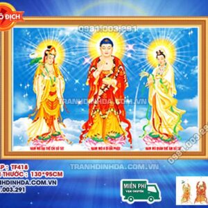 Tranh đính đá Tam Thế Phật DF418 kích thước 130cm x 95cm