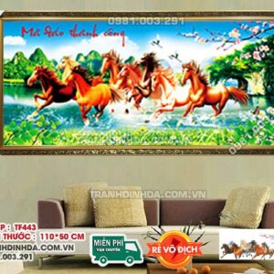 Tranh đính đá Mã Đáo Thành Công DF443 kích thước 110cm x 50cm