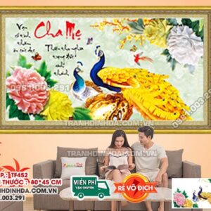 Tranh đính đá Cha Mẹ df452 kích thước 80 x 45cm