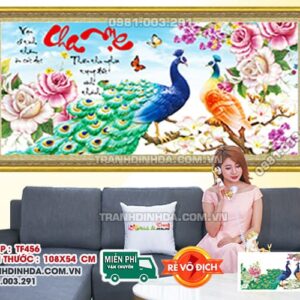 Tranh đính đá Cha Mẹ df456 kích thước 108 x 54cm