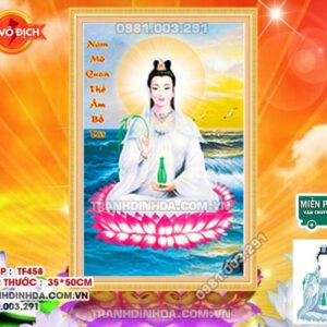 Tranh đính đá Quan Thế Âm df458 kích thước 35 x 50cm
