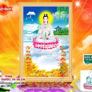 Tranh đính đá Quan Thế Âm df460 kích thước 38 x 50cm