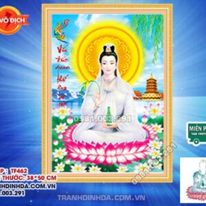 Tranh đính đá Quan Thế Âm Bồ Tát df462 kích thước 38 x 50cm