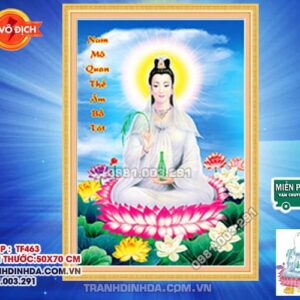 Tranh đính đá Quan Thế Âm Bồ Tát DF463 kích thước 50 x 70cm