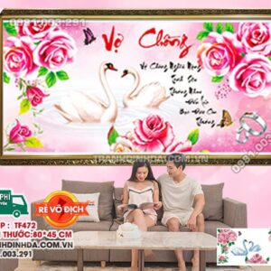 Tranh đính đá Vợ Chồng DF472 kích thước 80 x 45cm