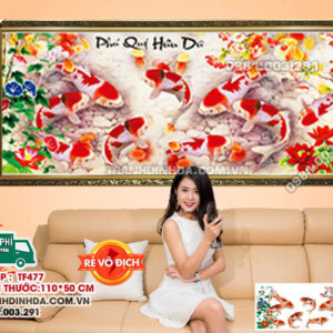 Tranh đính đá phú quý hữu dư TF477 kích thước 110cm x 50cm
