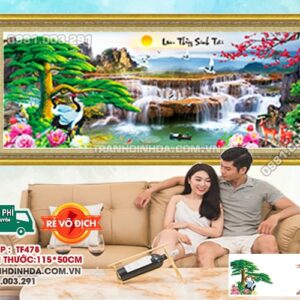Tranh đính đá Lưu Thủy Sinh Tài DF478 kích thước 115 x 50cm