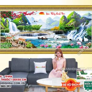 Tranh đính đá Lưu Thủy Sinh Tài DF494 kích thước 120x55cm