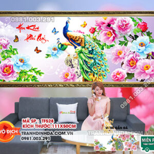 Tranh đính đá Hoa Khai Phú Quý TF528 kích thước 111cm x 50cm
