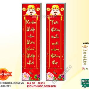 Tranh đính đá Câu Đối Ngày Tết DF531 kích thước 50cm x 85cm