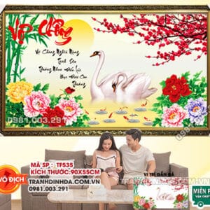 Tranh đính đá Vợ Chồng TF535 kích thước 90cm x 55cm
