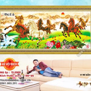 Tranh đính đá Mã Đáo Thành Công DF2009 kích thước 180cm x 65cm