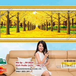 Tranh đính đá Con Đường Mùa Thu DF2024 kích thước 186cm x 72cm