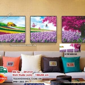 Tranh đính đá Phong cảnh 3 bức DF2121 kích thước 150cm x 55cm