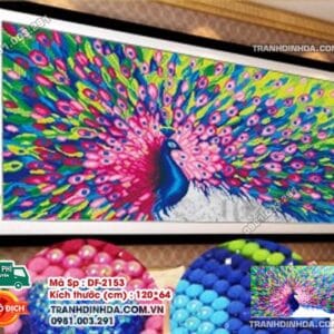 Tranh đính đá Con Công DF2153 kích thước 120cm x 64cm